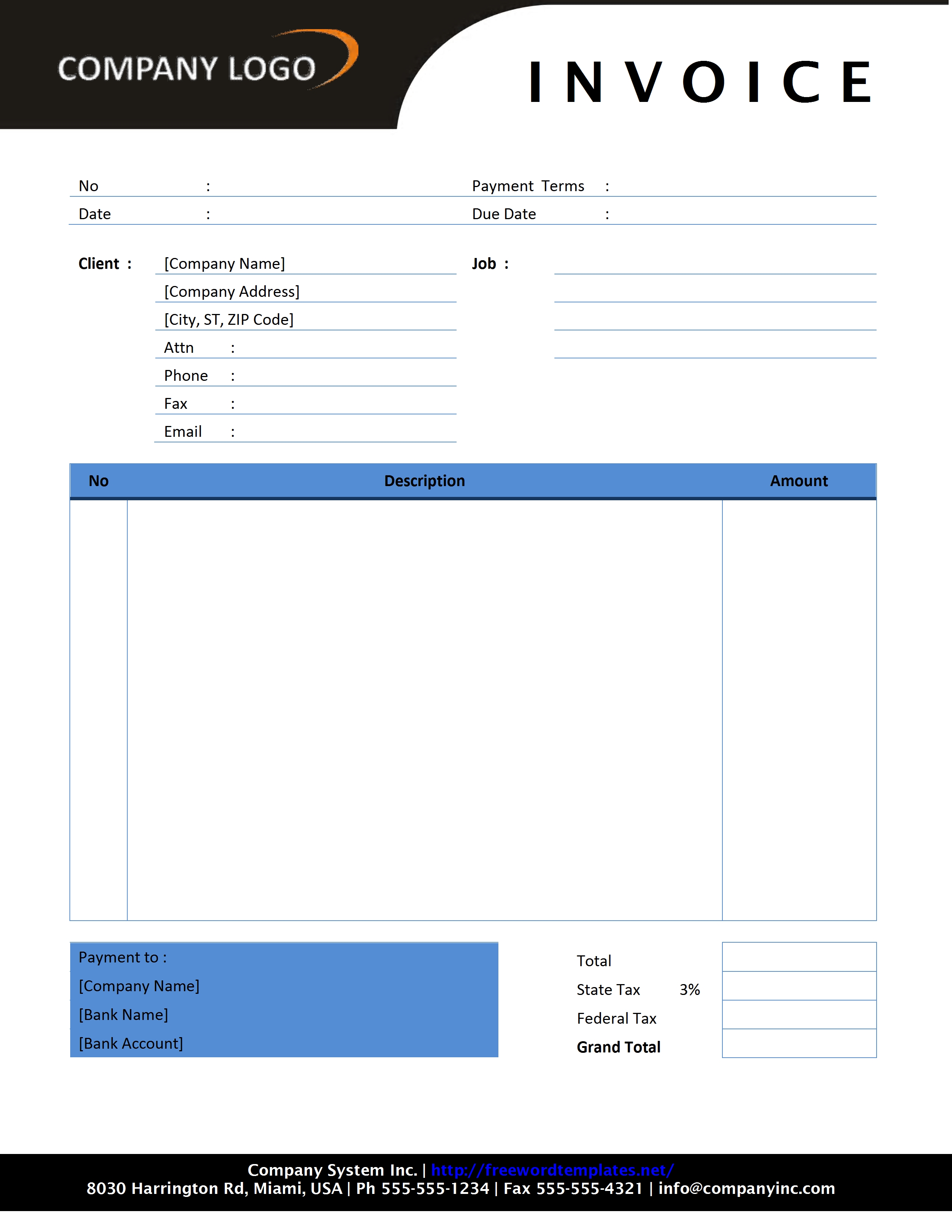 Basic Invoice Template For Microsoft Works