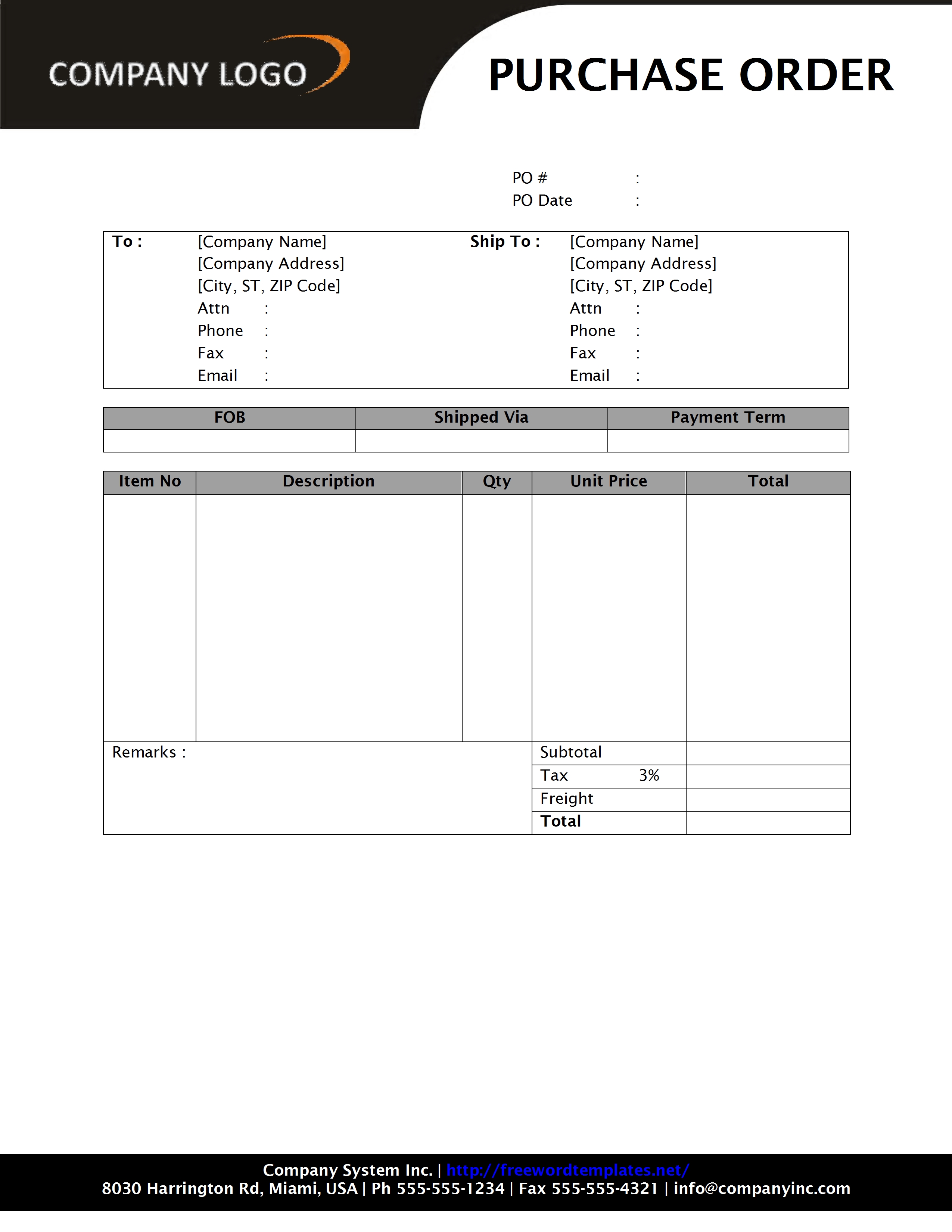Purchase Requisition Form Template Word
