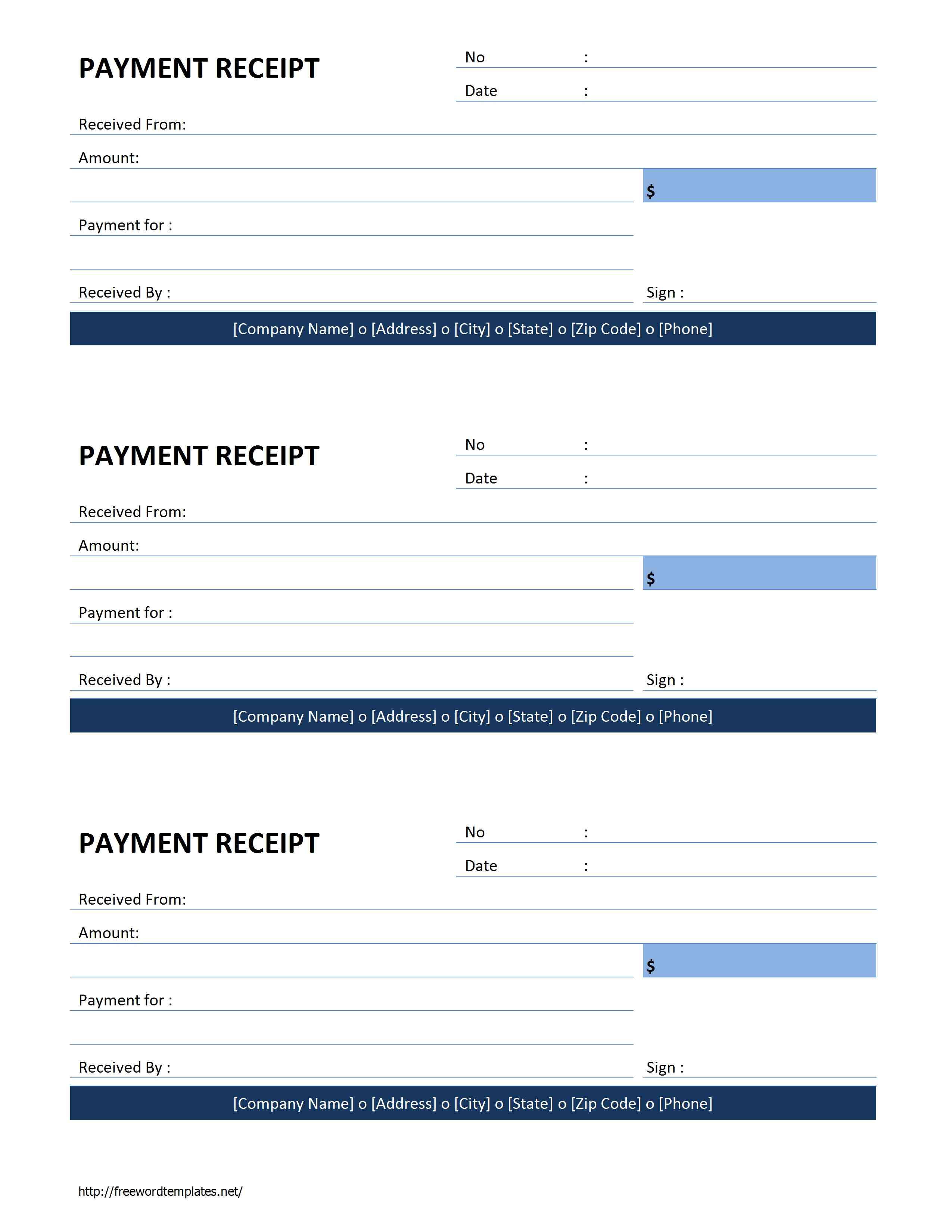 Template For Receipts Of Payment