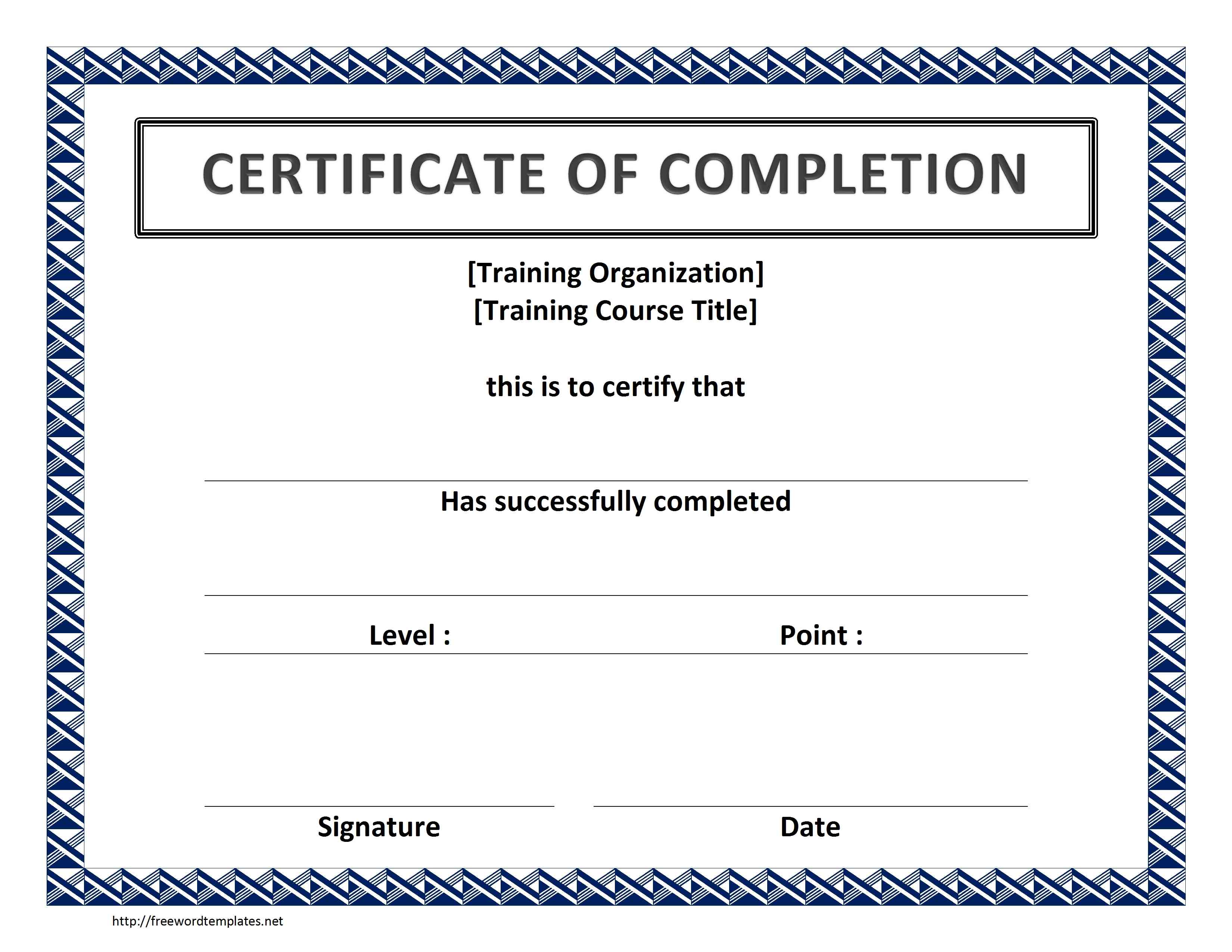 Free Training Certificate Templates For Word