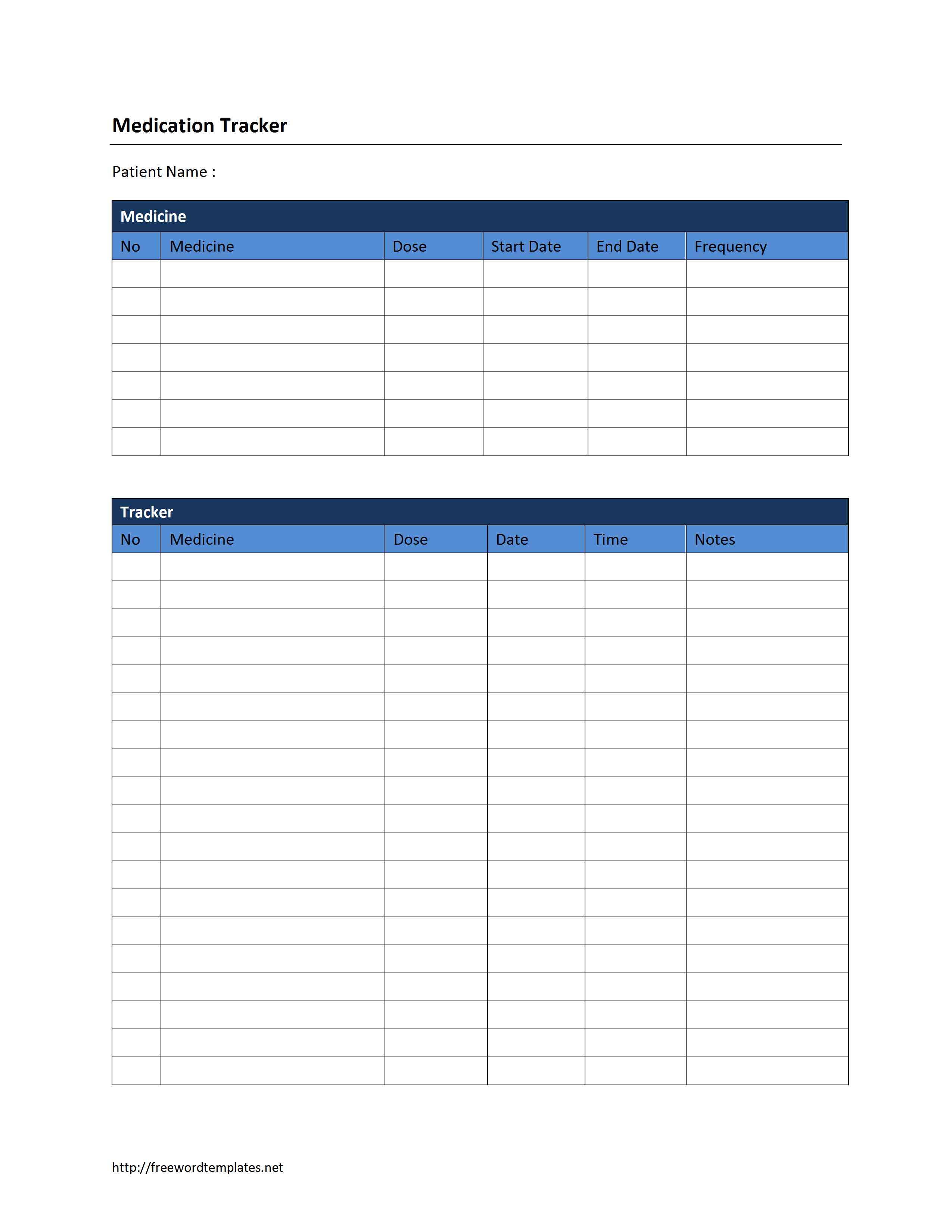 Medication Tracker Template for Word