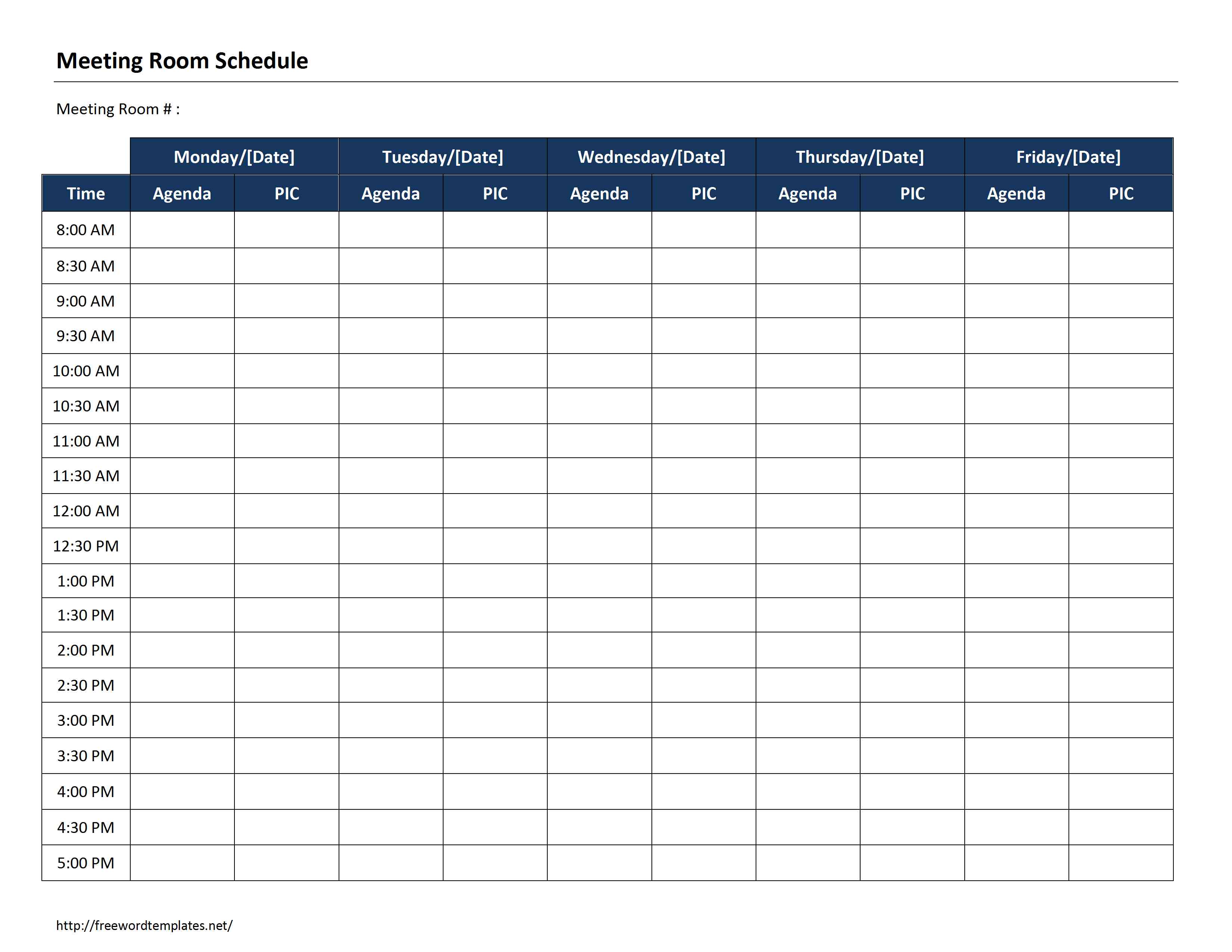 Meeting Room Booking Form Template for Word