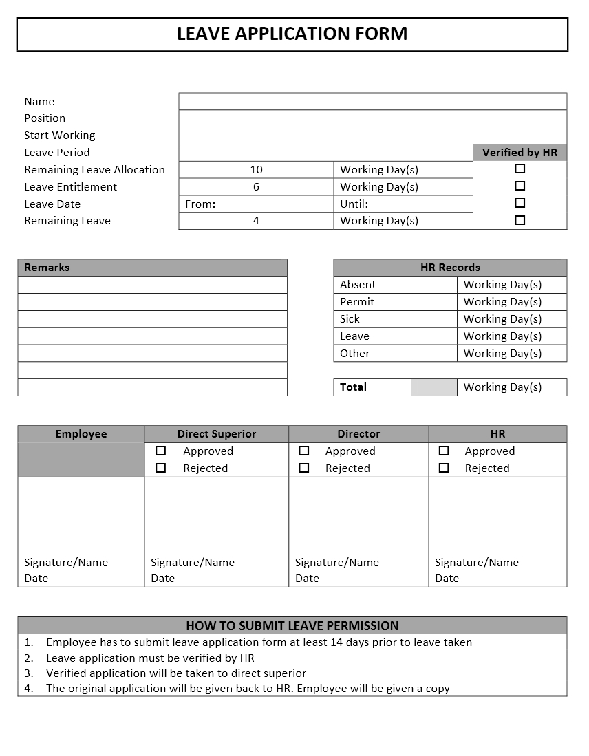 Leave Request Form Word Template