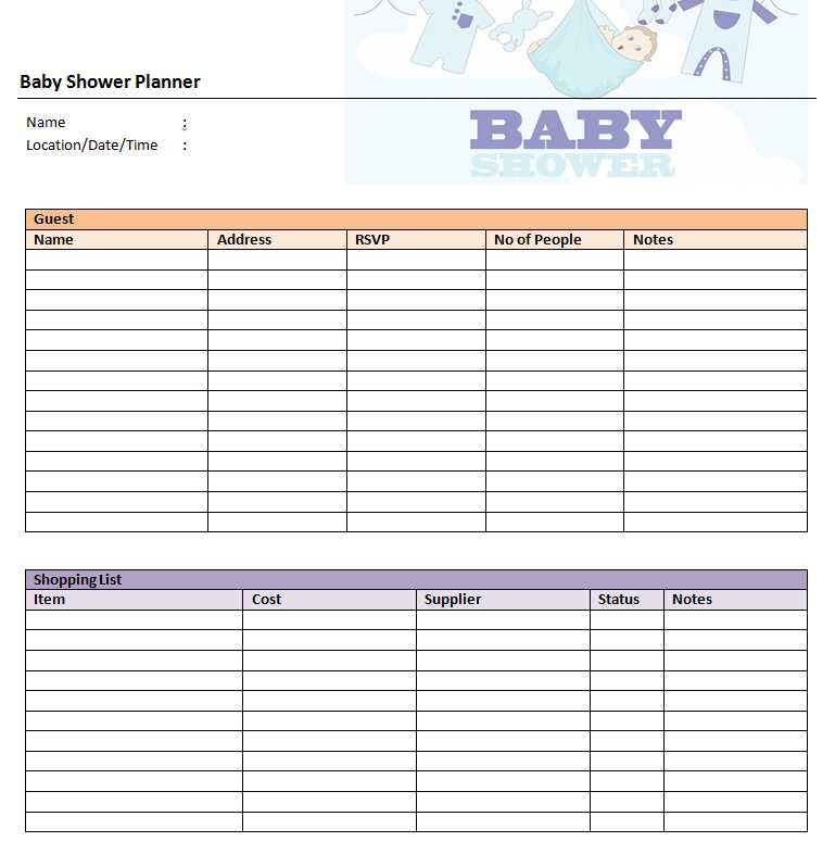 Baby Shower Planner Template Word