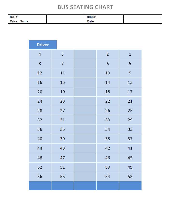 Bus Seating Chart Template Model 1